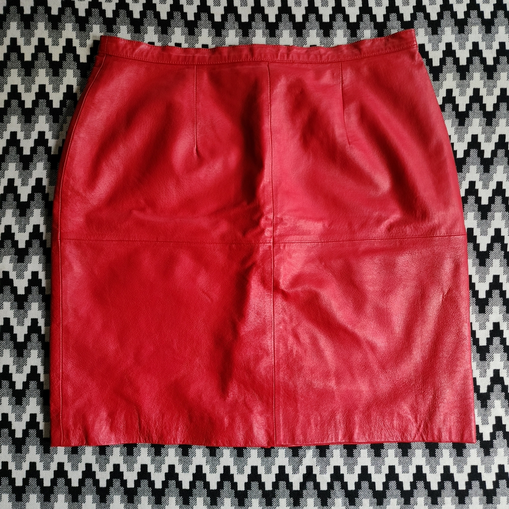 Vintage Genuine Leather Pencil Skirt